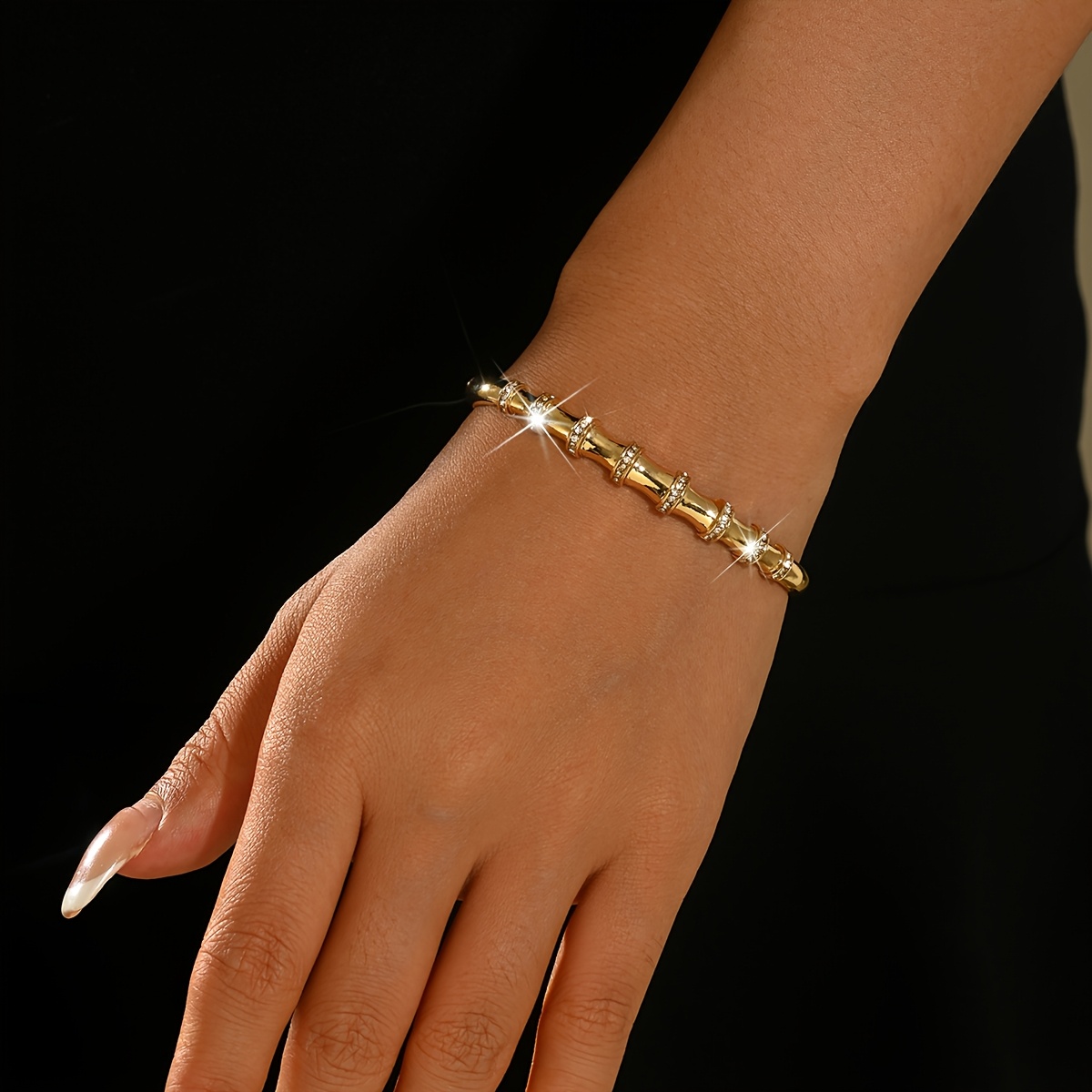 Women's Irregular Bamboo Joint Bangle Bracelet, Exquisite Design